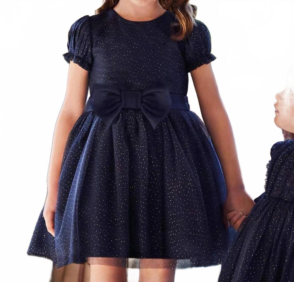 NEW ABEL & LULA shimmer tulle dress in navy